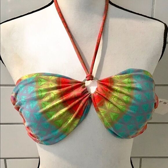 Koral Swim Bikini Top in Striped Geometric NWT - Picture 1 of 4